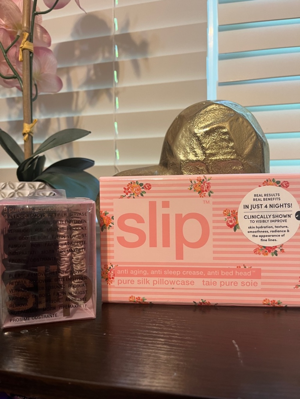 Slip Pure Silk Pillowcase (Petal) & Slipsilk Hair ties